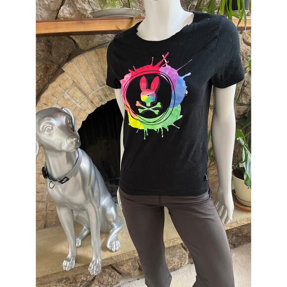 Psycho Bunny Black Short Sleeve Pima Cotton Shirt Women's Size 2 - Picture 1 of 5